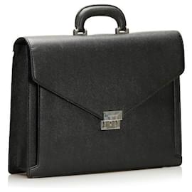 Burberry-burberry Leather Briefcase black-Black