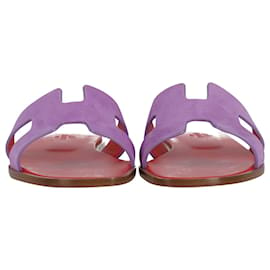 Hermès-Hermès Oran Sandals in Violet Suede Goatskin-Purple