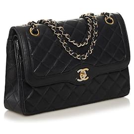 Chanel-chanel Matelasse Leather Flap Bag black-Black
