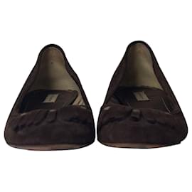 Burberry-Ballerines Burberry en Daim Marron-Marron