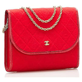 Chanel-chanel Quilted CC Cotton Flap Bag red-Red