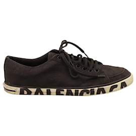 Balenciaga-Balenciaga Match Logo Low-top Sneakers In Black Canvas-Black