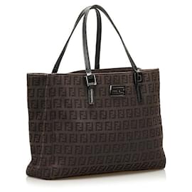 Fendi-fendi Zucchino Canvas Tote Bag brown-Brown