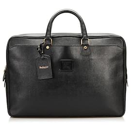 Burberry-burberry Leather Briefcase black-Black