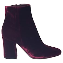 Gianvito Rossi-Gianvito Rossi Rolling 85 Stivaletti in Velluto Bordeaux-Bordò