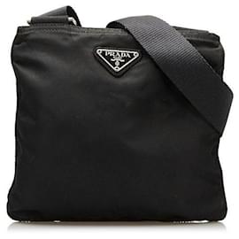 Prada-prada Tessuto Flat Crossbody Bag black-Black