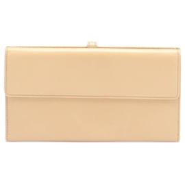 Chanel-chanel Leather Bifold Wallet beige-Beige