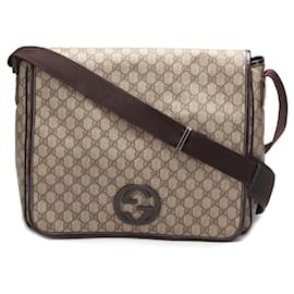 Gucci-gucci GG Supreme Interlocking G Messenger Bag brown-Brown