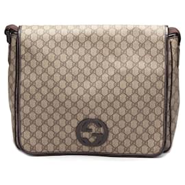 Gucci-gucci GG Supreme Interlocking G Messenger Bag brown-Brown