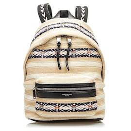 yves saint laurent Sac à dos Toy City en toile brodée beige Beige