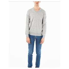 Corneliani Grauer Kaschmir Pullover mit V-Ausschnitt Grau