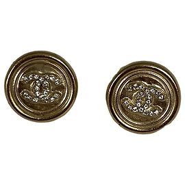 Chanel Boucles d'oreille CC strass Doré