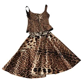 Roberto Cavalli-Falda elegante-Negro,Estampado de leopardo