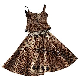 Roberto Cavalli Rock Anzug Leopard Muster Schwarz Leopardenprint