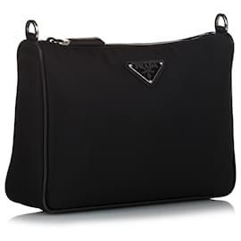 Prada-Prada Black Saffiano-Trimmed Re-Nylon Crossbody Bag-Black