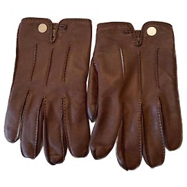 Hermès Braune Lammfellhandschuhe Braun