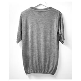 LOUIS VUITTON sweater wool gray S knit patch crew neck fashionable cute  inner Grey Cashmere ref.615571 - Joli Closet