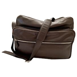 Hermès-Brown leather messanger reporter bag-Dark brown
