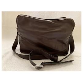 Hermès-Brown leather messanger reporter bag-Dark brown
