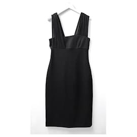 Versace-Versace Chiffon Trim Black Wiggle Dress-Black