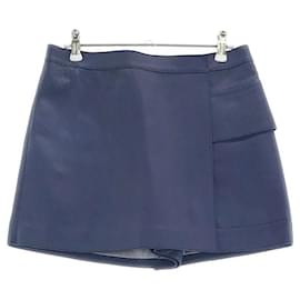 Hermès-* HERMES Leather Culotte Skirt-Blue