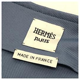 Hermès-*Hermes Leather Detail Silk Viscose Skirt-Blue