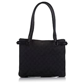 Gucci-Gucci Black GG Denim Shoulder Bag-Black