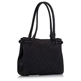 Gucci-Gucci Black GG Denim Shoulder Bag-Black