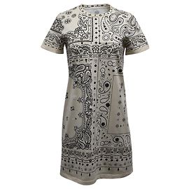 Vestido estilo camiseta con bandana en algodón estampado beige de Tory Burch Otro
