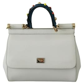 Dolce & Gabbana-DOLCE & GABBANA MISS SICILY white leather Dauphine Hand Shoulder Borse bag-White