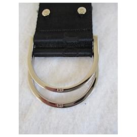 Dior-Cinturón de lona y piel, Mezclado. 90cm.-Negro