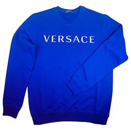 Pull Versace Bleu en Coton M Bleu