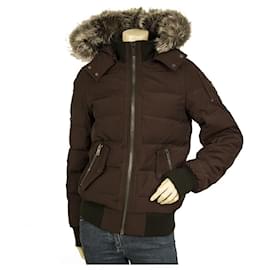 Autre Marque-Moose Knuckles OriGinal 3Q Fur hooded padded coat puffer plum jacket size S/P-Dark red