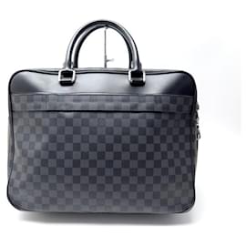 Louis Vuitton-LOUIS VUITTON OVERNIGHT BAG DAMIER GRAPHITE CANVAS N41004 MESSENGER BAG-Grey