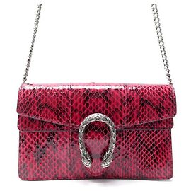 NEW GUCCI WALLET ON CHAIN MINI DIONYSUS HANDBAG 476432 PYTHON PURSE Red