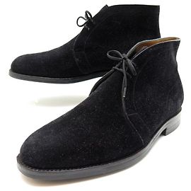 JOHN LOBB SHOES ASHLEY ANKLE BOOTS 8E 42 BLACK SUEDE CHUKKA BOOTS SHOES Black