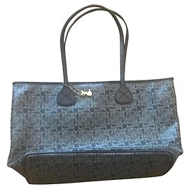 Borsa Tote Céline Carrozza Blu Scuro in Tela Blu scuro