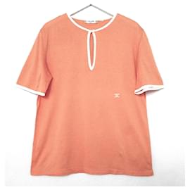Céline-CELINE vintage 1970s Peach Logo T-Shirt Top-Peach