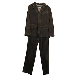 Completo Giorgio Armani Junior Giacca e Pantalone in Velluto Marrone Marrone chiaro Marrone scuro