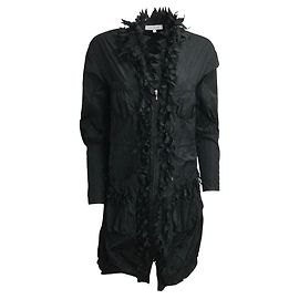 Anne Fontaine Ayko coat with ruffles and 2 way zip Black