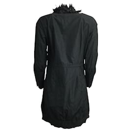 Anne Fontaine-Ayko coat with ruffles and 2 way zip-Black