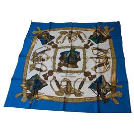 Lenço Hermès de seda azul 89x89 Azul