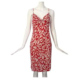 Diane Von Furstenberg-DvF Anette vestido de seda, reedição vintage-Branco,Vermelho
