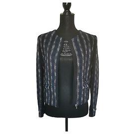 Claudie Pierlot Veste courte Blanc Bleu Bleu Marine