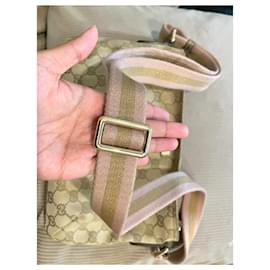 Gucci-Gucci Web Strap Messenger Bag GG Toile Petit-Beige