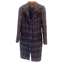 Chanel-Abrigo de lana y mohair con estampado Tweed-Azul