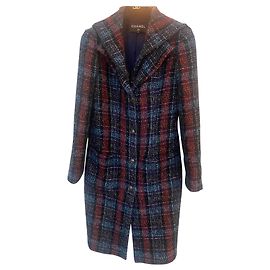 Chanel Casaco de lã e mohair com estampa Tweed Azul