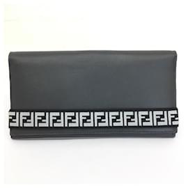 Fendi-*FENDI [Fendi] bifold long wallet leather gray red-Grey