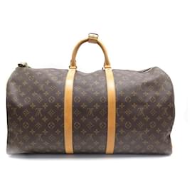 Louis Vuitton-Louis Vuitton Keepall Travel Bag 55 MONOGRAM CANVAS BROWN M41424 BAGS-Brown