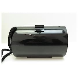 Lanvin-LANVIN MINAUDIERE DU EVENING ARPEGE BLACK HANDBAG + HAND BAG CLUTCH BOX-Black